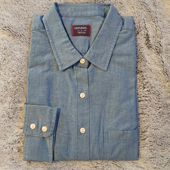 Untuckit Valori Women's Long Sleeve Button Down Chambrey Shirt SZ 6 NWT - Picture 7 of 10